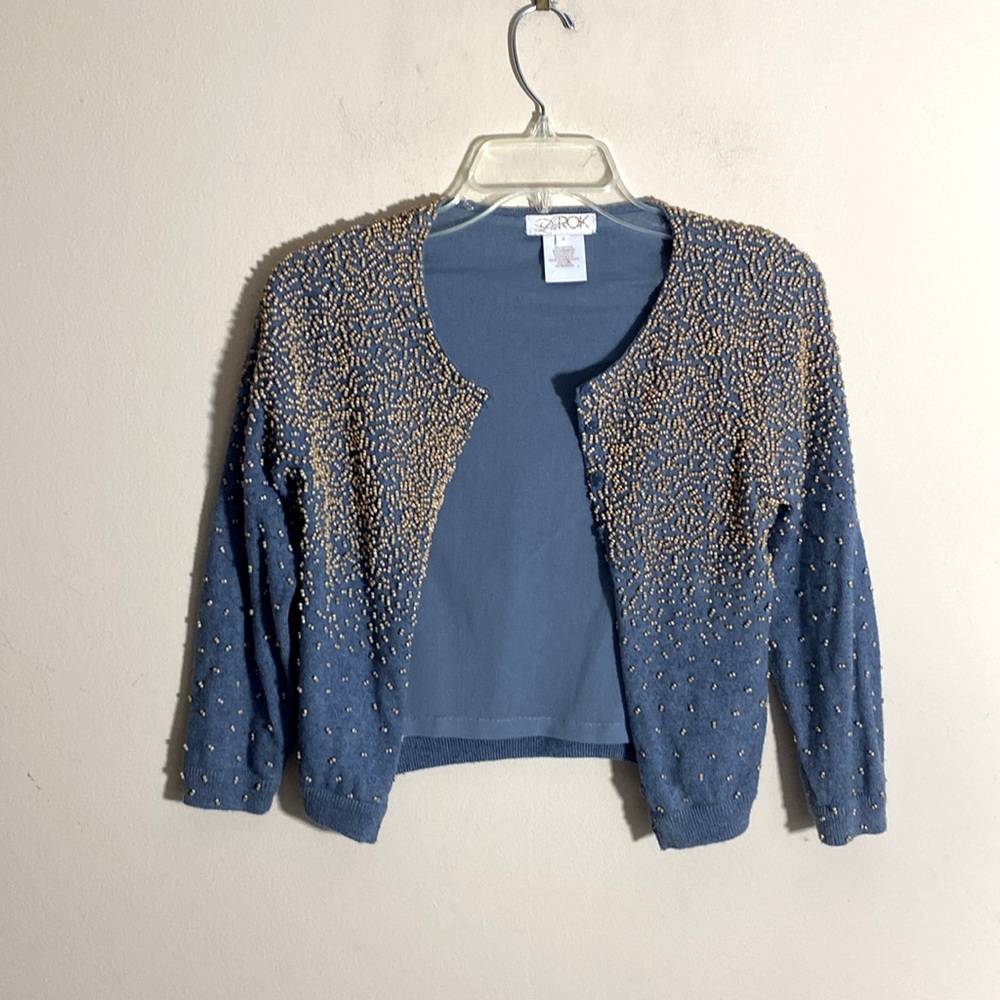 Vintage LaROK Beaded Blue Cardigan